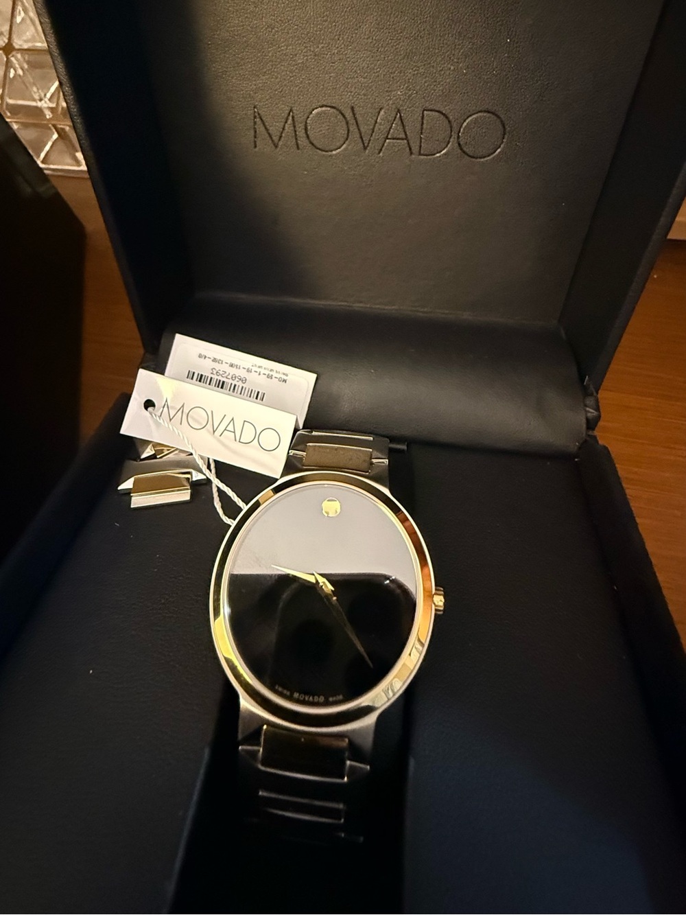 Movado Temo watch, 38mm stainless steel and yellow pvd case and bracelet Unisex
